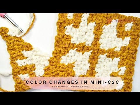 Mini-C2C Crochet – How to Change Colors & Carry Yarn – RaffamusaDesigns