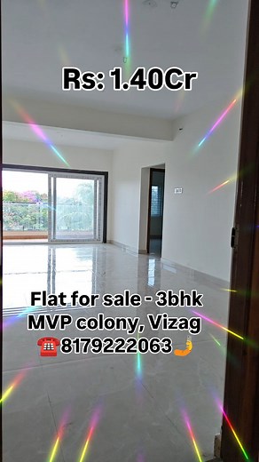 3BHK - 1550sft.. North & South/Facing, New 2Flats For SALE, special Puja Room, Good Quality Vitrified Tile, Putty Finished walls and ceiling, Main Door Teak Wood, 3 Bedrooms & 3 Bathrooms, 2Balcony & Utility, 1st & 5th/Floors(Top), Stair Case, Lift, 100sft.🚗 Car Parking & Generator. Full Ventilation, 💯 % Vaasthu, Centrally Located, No Compromise In Quality. (UDS.48sqyds, Per sft. Rs: 9,000/- total rs.1.40cr) At.. MVP COLONY SECTOR 4, Visakhapatnam (Rs.1.40cr negotiable. ) 📞8498838383☎️8179222