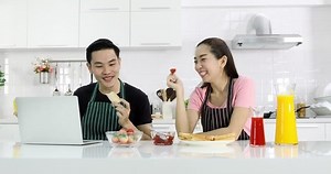Lovely Asian Couple Man Eating Bread Stock Footage Video (100% Royalty-free) 1027897091 | Shutterstock