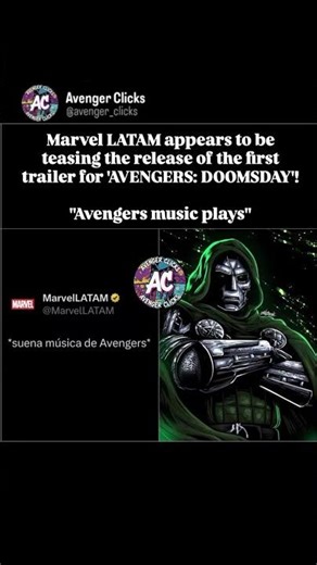 Marvel LATAM teases first Avengers: Doomsday trailer! Doom is coming! 🎭🔥 #AvengersDoomsday #marvel