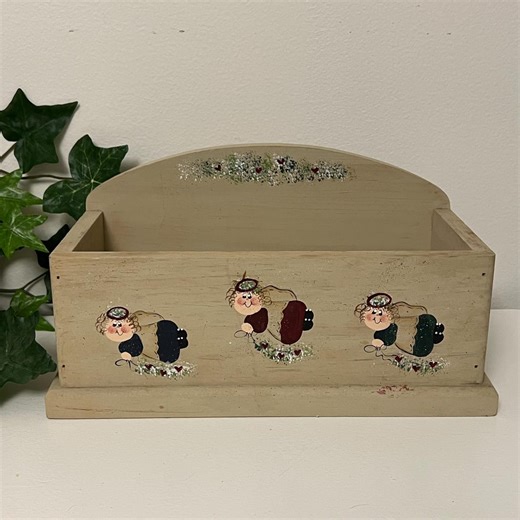 Vintage Hand Painted Wooden Storage Box or Organizer - Etsy