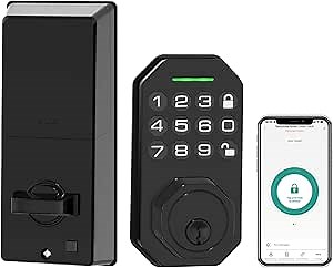 Secustone Keyless Entry Door Lock, Smart Lock for Front Door, Door Locks with Keypads Work with Code, Keys, Smart APP, Combination Lock for Home, Apartment, Black