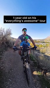1-year-old on his “everything’s awesome” tour #shotgunrider #mountainbike #babyadventures #babybike #kidbike #utah #dirthero | Ro Ro Shreds