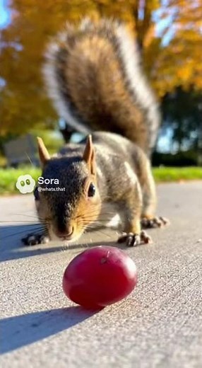 DRAMATIC Squirrel PANICS Over Rolling Grape! #funnyanimals #shorts