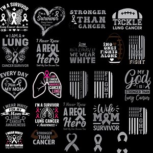 Lung Cancer Awareness SVG Bundle | White Ribbon Cricut Design | Fight Cancer & Support Sublimation Files | Cancer Ribbon PNG - Etsy