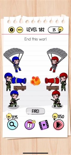 Brain Test Level 182 End this war Answer