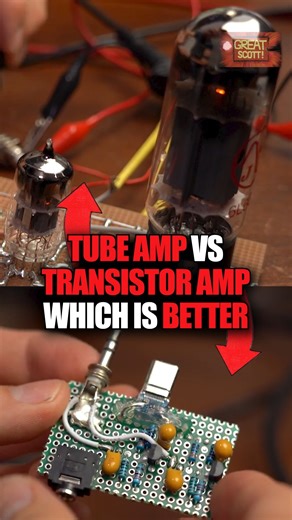 GreatScott! on Instagram: "Tube Amp VS Transistor Amp!! Which is Better? #amp #amplifier #vacuumtube #vs #electronics"