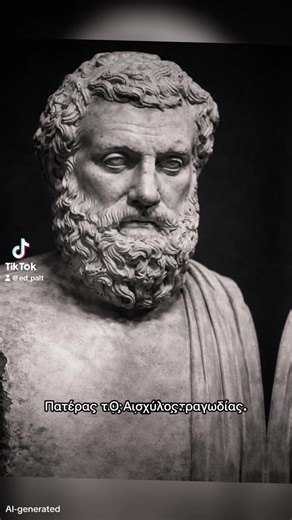 #CapCut Αισχύλος (525/524 – 456/455 π.Χ.) Ο Αισχύλος γεννήθηκε στην Ελευσίνα και θεωρείται ο πατέρας της αρχαίας ελληνικής τραγωδίας. Ήταν ο πρώτος που έδωσε στο θέατρο βαθύτερη δραματική δομή, εισάγοντας τον δεύτερο υποκριτή, μειώνοντας τον ρόλο του χορού και ενισχύοντας τον διάλογο και τη σύγκρουση. ⚔ Πολεμιστής πριν γίνει μύθος Πολέμησε στους Μαραθώνα, Σαλαμίνα και πιθανόν στις Πλαταιές. Ο ίδιος θεωρούσε μεγαλύτερη τιμή τη συμμετοχή του στους Περσικούς Πολέμους παρά τα θεατρικά του βραβεία. �