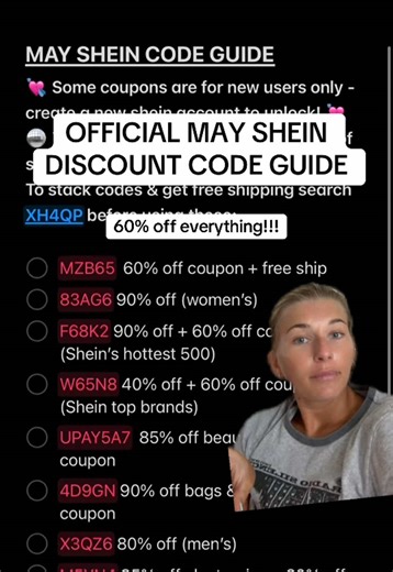May 2026 SHEIN discount code and coupon code guide to get the most off your next SHEIN order!!!! This code stacks with other promo codes too! #sheinmay2026 #sheinhaul #sheincode #sheindiscountcode #sheincoupon