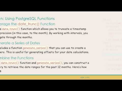 How to Get Previous Months Ranges in PostgreSQL