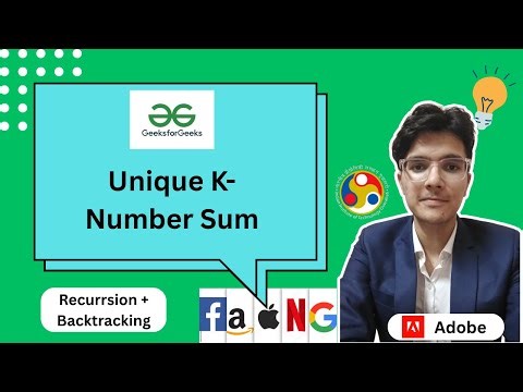 Unique K-Number Sum | Combination Sum III | Backtracking | Recurrsion