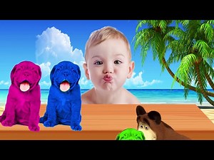 Learn colors with Colorful Dogs Funny Cartoons Animals for Children Toddlers | Video for kids - Videos For Kids