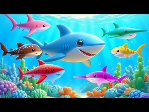 10 Little Sharks in Deep ocean, learn shark name with AWA #songsforkids #babyshark #cuteshark