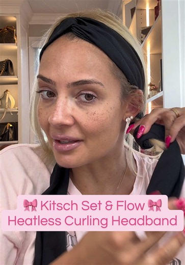 Hair care over 40 win: heatless curls that don’t fry your ends. The @Kitsch Set & Flow Active Heatless Curling Headband wraps in two sections, sets while you sleep (or even work out in), and leaves soft waves with no heat damage. First time trying it and it beat every foam curler I’ve used. It’s in the orange cart below. 🧡 #hairover40 #millennialmombeauty #kitsch #heatlesscurls #hairhack