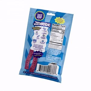 JOYRIDE Blue Raspberry Sour Strips - 3.5 oz 6-Pack Bundle with 2.5oz Glacial Peppermint Gum, Low Sugar, Sour Belt Candy, Dye Free, Low Calorie Snacks, Healthy Candy (7 Items)