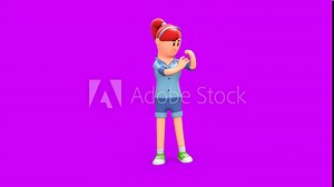 3D Animation of a Girl Showing Her Bicep Muscle Growth After Workout