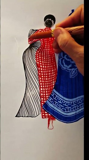 Fun And Simple Line Drawings~Use Toilet Paper To Draw A Beautiful Girl In Blue Cheongsam!