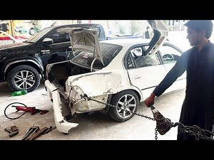 Toyota Corolla 1998 Rear End Accident Repair | Frame Pulling Process in Workshop