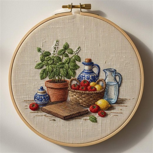 Rustic Kitchen Still Life Embroidery Patterns, Hand Embroidery Floral Design, Beginner Hoop Art PDF - Etsy