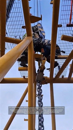 Heavy Lifting Setup – Workers Securing Crane Hook and Chain!