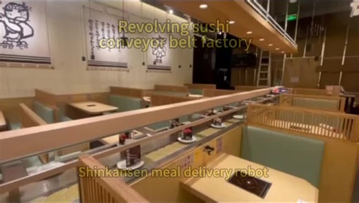 Revolving sushi conveyor and Shinkansen food delivery train#sushi #revolvingsushi #sushiconveyorfactory #sushitrain #shinkansentrain