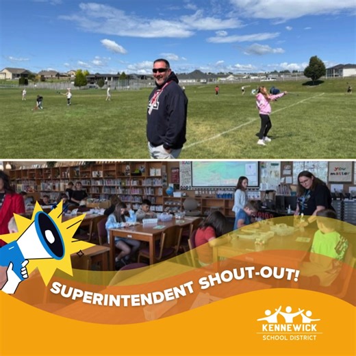 Superintendent Shout-out to Cottonwood Elementary School! "What a special visit to Cottonwood Elementary! Last week, I had the pleasure of visiting Julie Bruce’s kindergarten class where students demonstrated their letter skills and then shared a special message and presented me with their colorful letters. Julie’s creativity and talent helps her students shine! After kindergarten, it was on to specials: Principal Jacki Moore and I had the pleasure of watching Doug Edwards lead Marimba and Jason