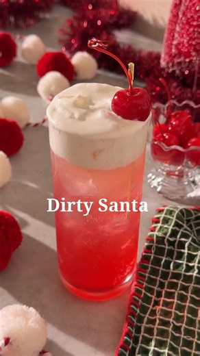 Stephanie Wahler on Instagram: "Dirty Santa 🎅🏼 1/4 cup heavy whipping cream 1 tsp vanilla bean paste Lemon-lime soda (I used @drinkolipop) 1.5 oz vodka (optional) .5 oz grenadine Cherry for garnish Start by whipping cream and vanilla with a hand mixer until the desired consistency is reached. In a glass filled with ice, add soda and grenadine and top with vanilla cream. #dirtysoda #holidaymocktail #HolidayDrinks #HolidayRecipes #dirtysodarecipe #mocktail #christmasdrinks"
