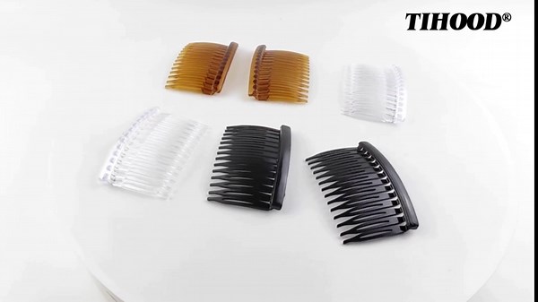 TIHOOD 42PCS Plastic Hair Side Combs Slide Bun Holder with 14 Teeth DIY Headpieces Clips Grips Barrettes Accessories for Women Girls Wedding Brides Veil (Black, Coffee, Transparent)