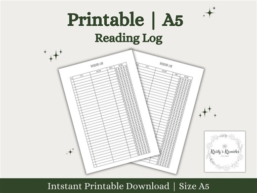Reading Log Printable | Reading Tracker | A5 Planner Inserts | Book Log | Books I’ve Read | Reading Journal | Instant Download PDF - Etsy
