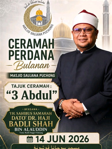 SIARAN ULANGAN CERAMAH PERDANA USTAZ BADLISHAH DI #MASJIDSAUJANAPUCHONG