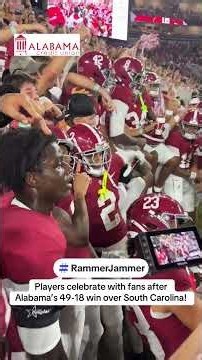Alabama players celebrate with fans following the Tide’s 49-18 win over South Carolina #RammerJammer
