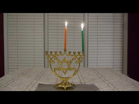 Menorah Burning Full - First Night of Chanukah