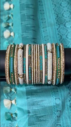 Royal Bangle Styling with Rama Green & Pearl Combo | Elegant Hand Look ✨ #banglestyling