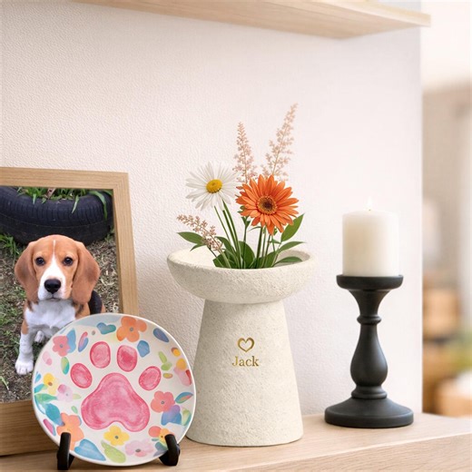 Pet Urns for Dogs,personalized Dog Memorial Urn With Flower Vase,engraving Name and Date,pet Loss Gift - Etsy