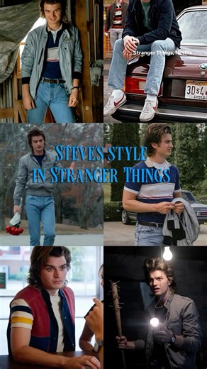 Aleen Keshishian on Instagram: "Steve Harringtons style tells a story, he’s the town heartthrob who only has eyes for Nancy, his ex. He’s stylish on his own as shown throughout the seasons, he carries a lot of emotions that haven’t been opened up yet. In season four we see a gradual shift back into his Tom Cruise influenced outfits. Let’s see what Season 5 brings #steveharrington #strangerthings5 #"