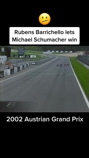 Rubens gives the win away to Michael at the very end of the 2002 Austrian Grand Prix. #f1 #formula1 #ferrari #schumacher #michaelschumacher #barrichello #rubensbarrichello #austria #a1ring #redbullring #spielberg