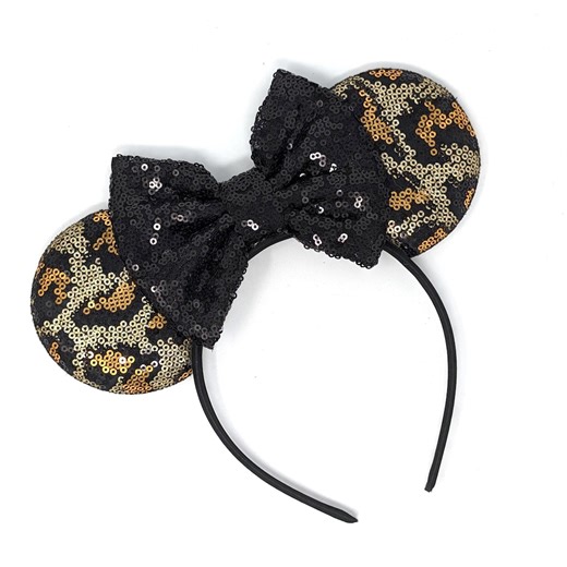 Leopard Sequin Mouse Ear With Black Sequin Bow - Etsy Australia