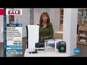 GPX Portable Indoor/Outdoor Projector Bundle w/120" Scre...