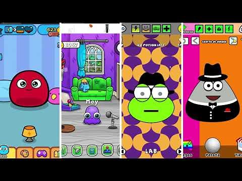 Pou, Mou, Moy y My Boo. #2. Jugamos sky jump los 4 juegos.