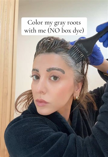 The back of my head is none of my business. Also I buy the color and developer on eBay. Let me know if you want the store names. #dyehairathome #haircolor #grayroots #hairtok #40s