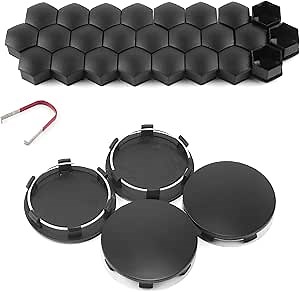 Center Caps and Lug Nut Covers Set for Cybertruck - 4PCS 83MM 3.27Inch Wheel Center Caps Matte Black Wheel Caps with 25PCS Lug Nut Covers