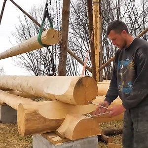 Building Off Grid Log Cabin Ep 14 Fully Scribed Log 2 | Film Buff Network