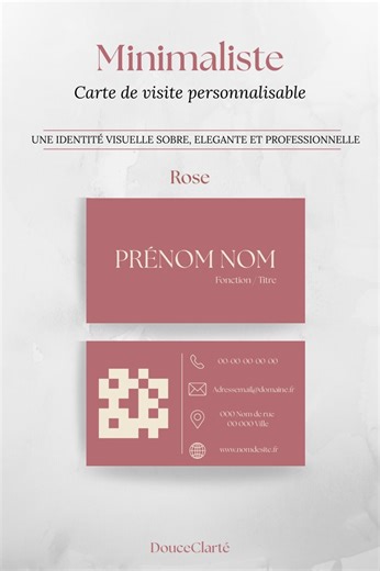 Minimalist Business Card (pink) - Editable Canva Template - Clean and Professional Design - Etsy