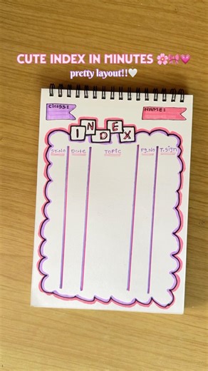 Cute Index Page Design 💖📒 Aesthetic Notes Idea ✨