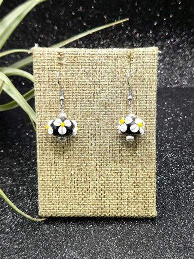 Lampwork Glass Floral Dangle Earrings: Handmade Artisan Jewelry - Etsy