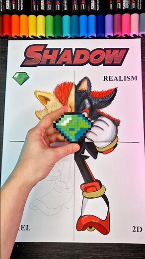 Drawing⚡️SUPER SHADOW The Hedgehog with The Master Emerald!🖤 #shorts #sonic #sonicthehedeghog