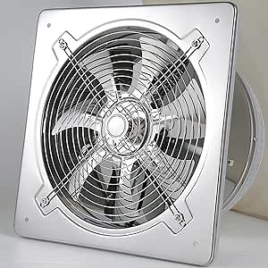 Stainless Steel Kitchen Exhaust Fan 7 Inch, Wall Mounted Ventilation Fan, Window Vent Fan Through Wall Extractor Fan for Attic Garage Bathroom Shop Basement