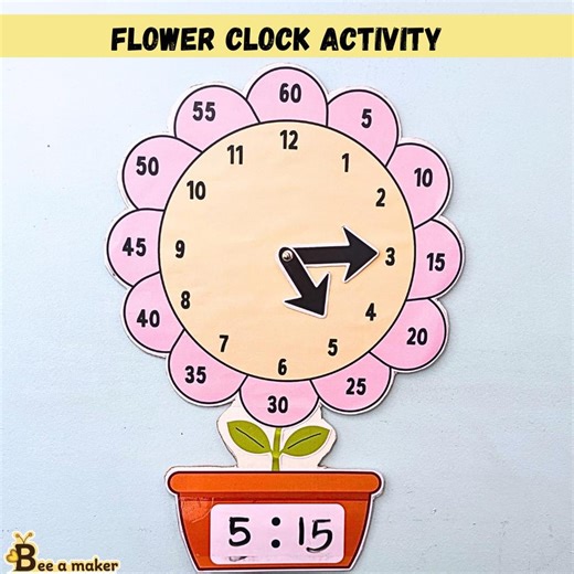 Flower Learning Clock –telling Time Printable Activity - Etsy