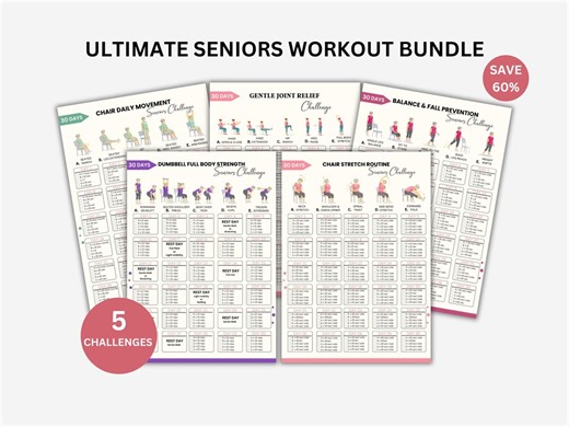 Workout Bundle for Seniors, Chair & Standing Exercises, Gentle Low Impact Senior Fitness, Dumbbell Exercise, Printable PDF Instant Download - Etsy