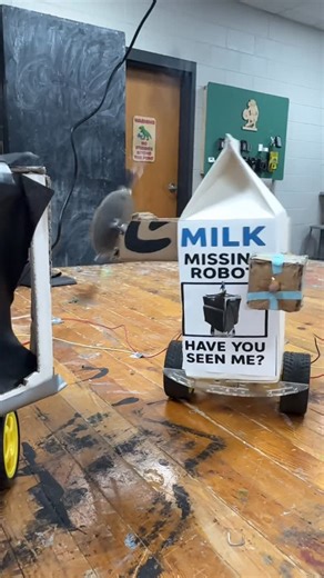 Mr. Ausburn on Instagram: "BattleBots can be a little pricey and by nature they get destroyed, so we endeavored to come up with a cheap battle bot solution. Our proof of concept used posterboard, cardboard, and tissue paper for the body of the robot. Successful attacks on your opponent remove enough material to allow light to enter the interior of the robot triggering a light sensor and piezo buzzer on the Arduino. It works pretty well, but I still think they spent more time making the video tha